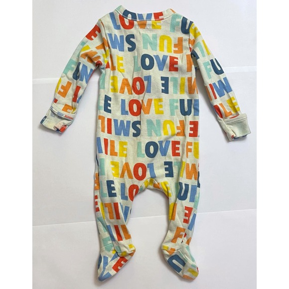 Old Navy Zip Up Footie PJs Smile Love Fun Zip Pajamas Family Matching 3-6 Months - Picture 3 of 8